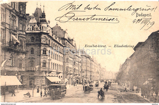 Budapest - Erzsebet korut - Elisabethring - tram - old postcard - 1900 - Hungary - used - JH Postcards