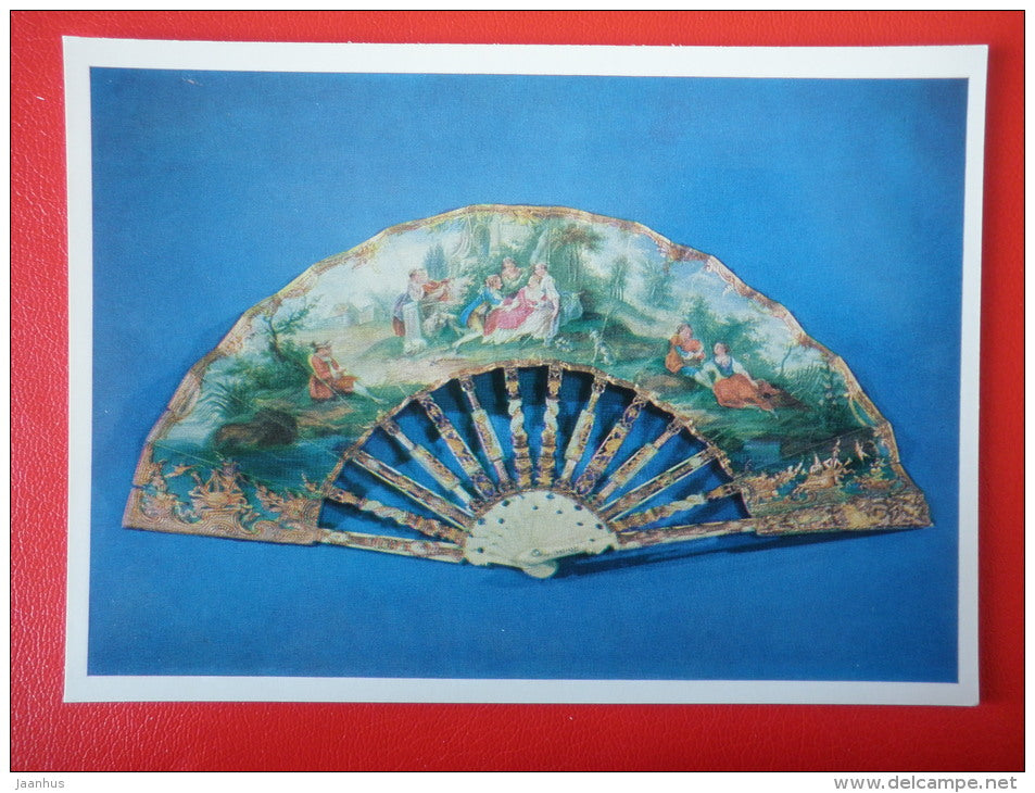 Fan edged with carved and gilded ivory , XVIII century - Europe - 1970 - Russia USSR - unused - JH Postcards