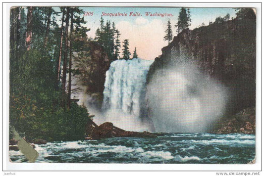 Snoqualmie Falls, Washington - USA - 3205 - old postcard - sent from USA to Russia 1912 - used - JH Postcards