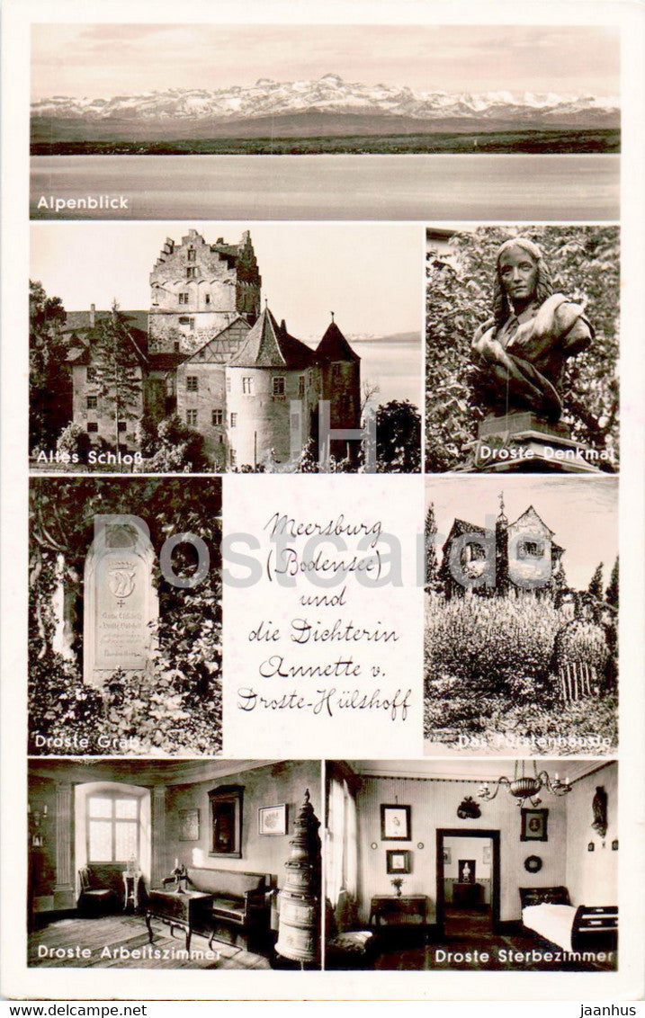 Meersburg und die Dichterin Annette v Droste Hulshoff - 1939 - old postcard - Germany - used - JH Postcards