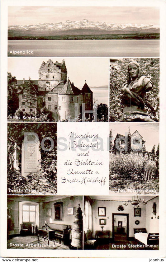 Meersburg und die Dichterin Annette v Droste Hulshoff - 1939 - old postcard - Germany - used - JH Postcards