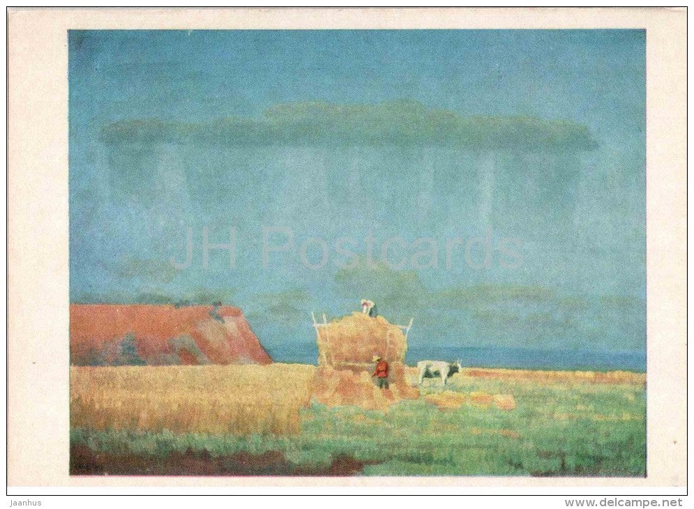 painting by E. Yegorov - Cleaning field , 1926 - russian art - unused - JH Postcards