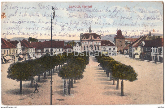 Beroun - Namesti - square - old postcard - 1917 - Czech Republic - used - JH Postcards