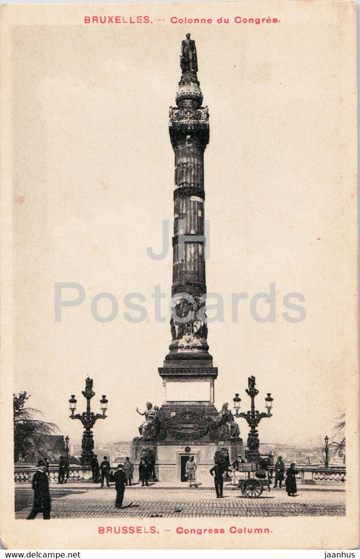 Bruxelles - Brussels - Colonne du Congres - Congress Column - old postcard - Belgium - unused - JH Postcards