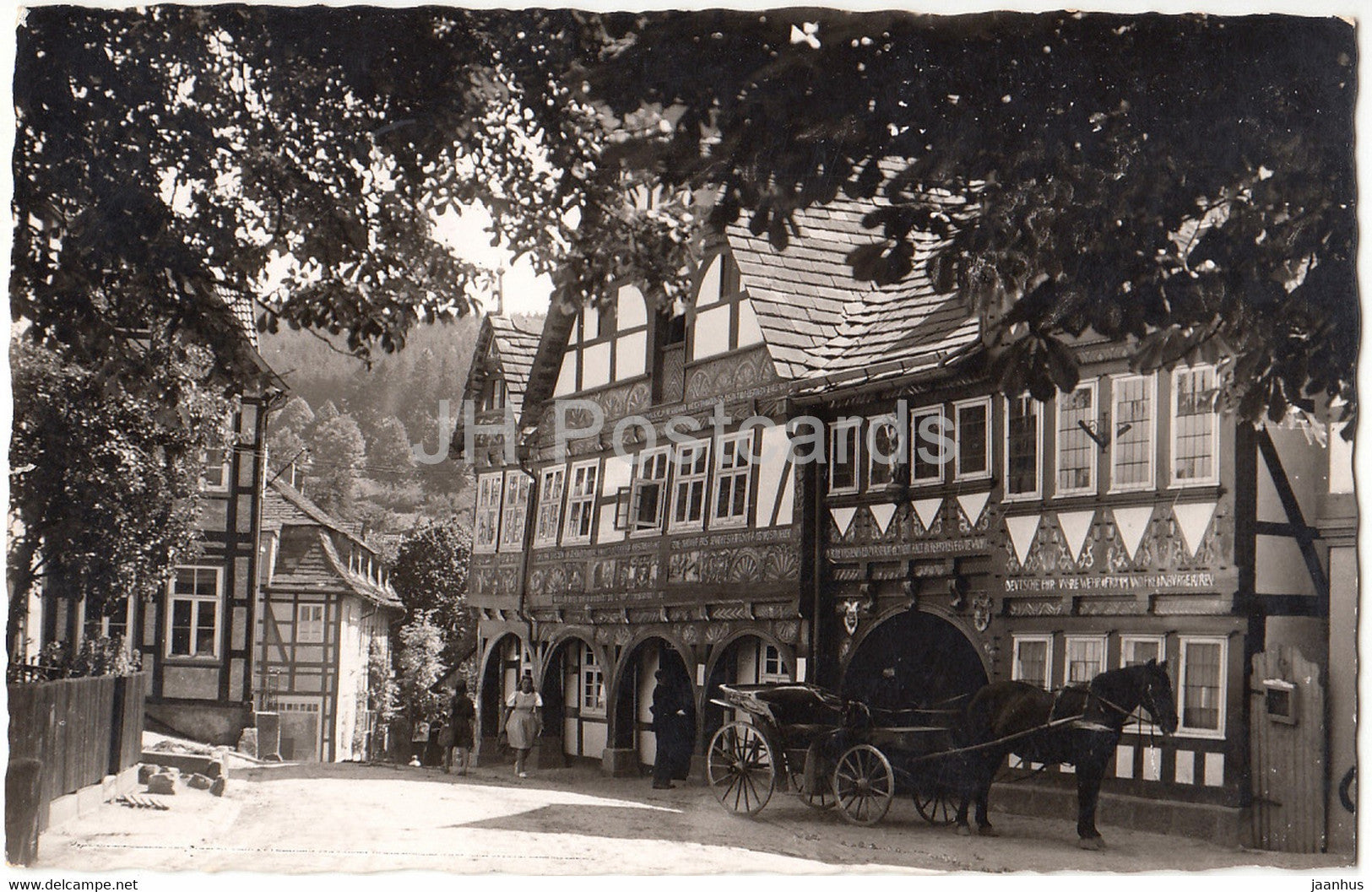 Schwalenberg I L - horse carriage - old postcard - 1954 - Germany - used - JH Postcards