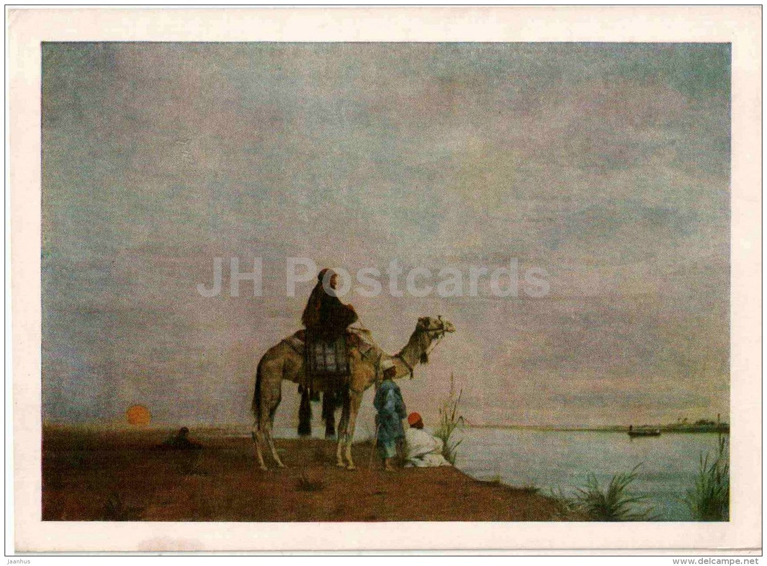 painting by Eugene Fromentin - waiting for the crossing of the Nile - camel - French art - 1956 - Russia USSR - unused - JH Postcards