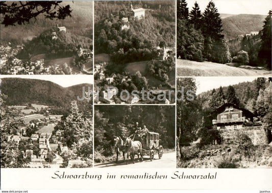 Schwarzburg im romantischen Schwarzatal - horse carriage - old postcard - Germany DDR - used - JH Postcards
