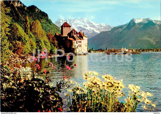 Lac Leman - Le Chateau de Chillon et les Dents du Midi - 731 - castle -  Switzerland - unused - JH Postcards