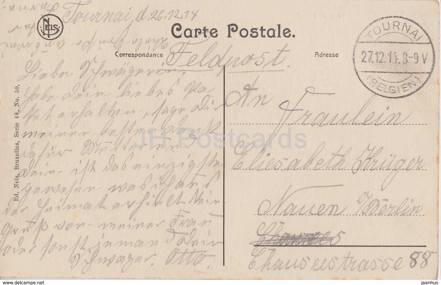 Tournai - Le Pont à Pont - pont - Feldpost - carte postale ancienne - 1914 - Belgique - utilisé