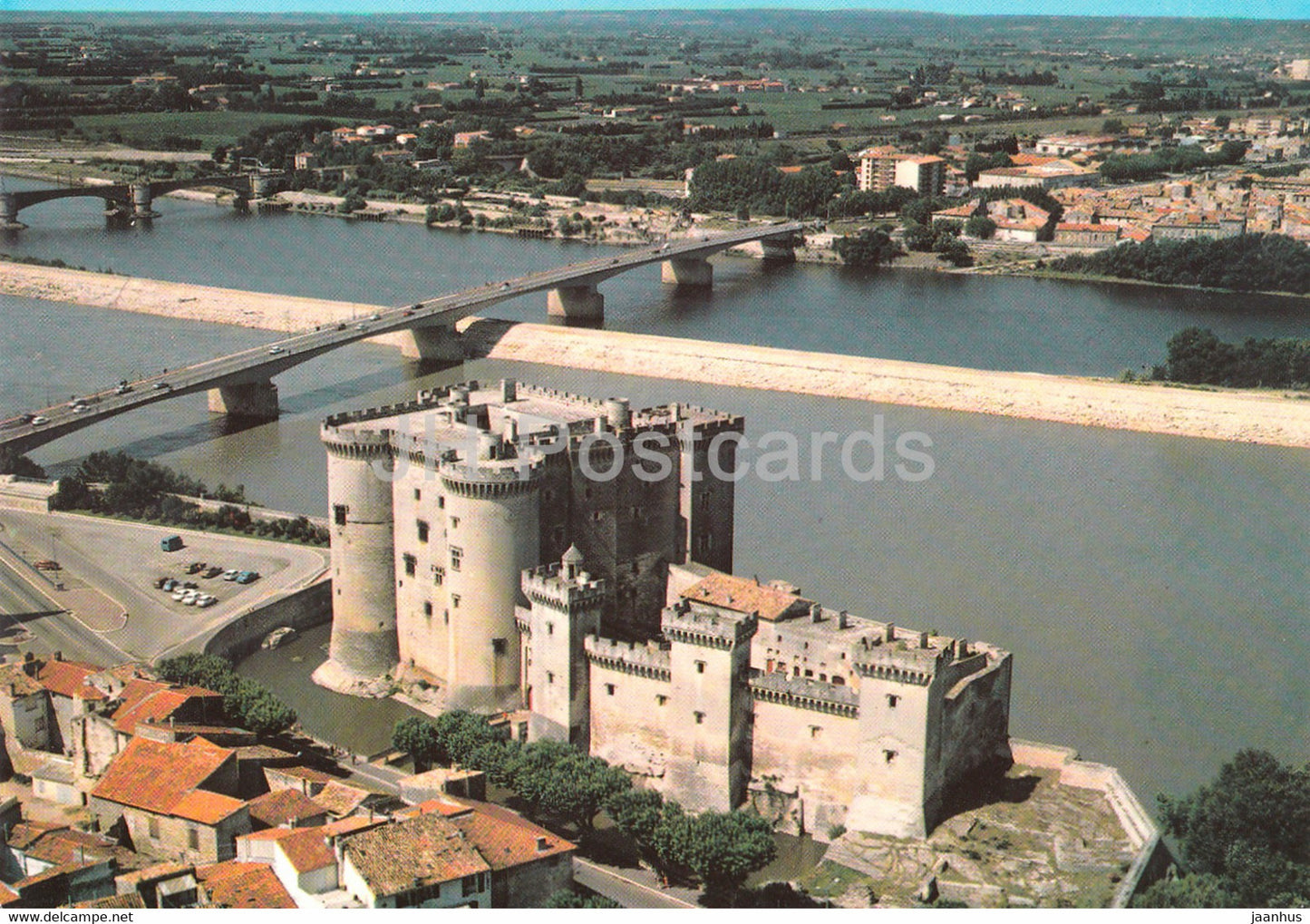 Tarascon - Vue Aerienne - Le Chateau du Roi Rene et le pont sur le Rhone - France - unused - JH Postcards