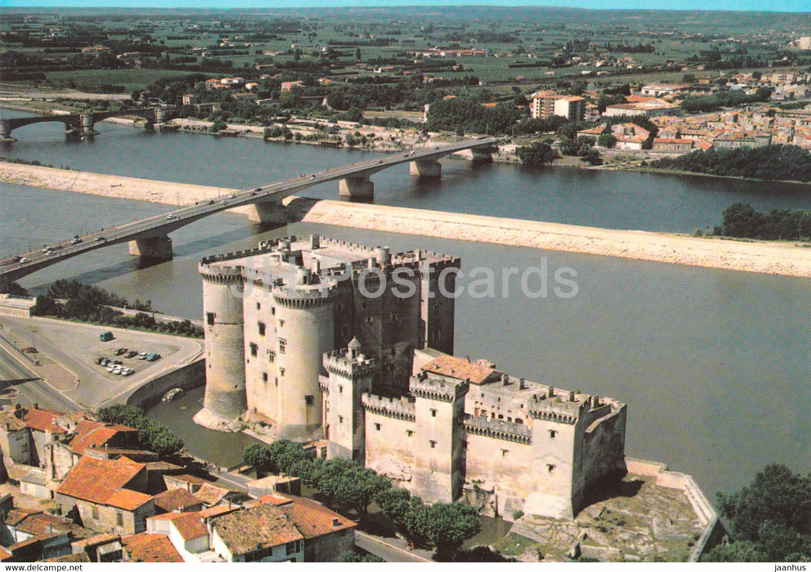 Tarascon - Vue Aerienne - Le Chateau du Roi Rene et le pont sur le Rhone - France - unused - JH Postcards