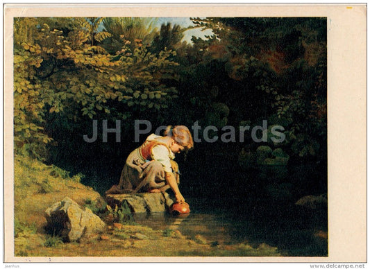 Painting by J. Köler - The Girl at the spring , 1939 - Estonian art - Estonia USSR - 1958 - unused - JH Postcards