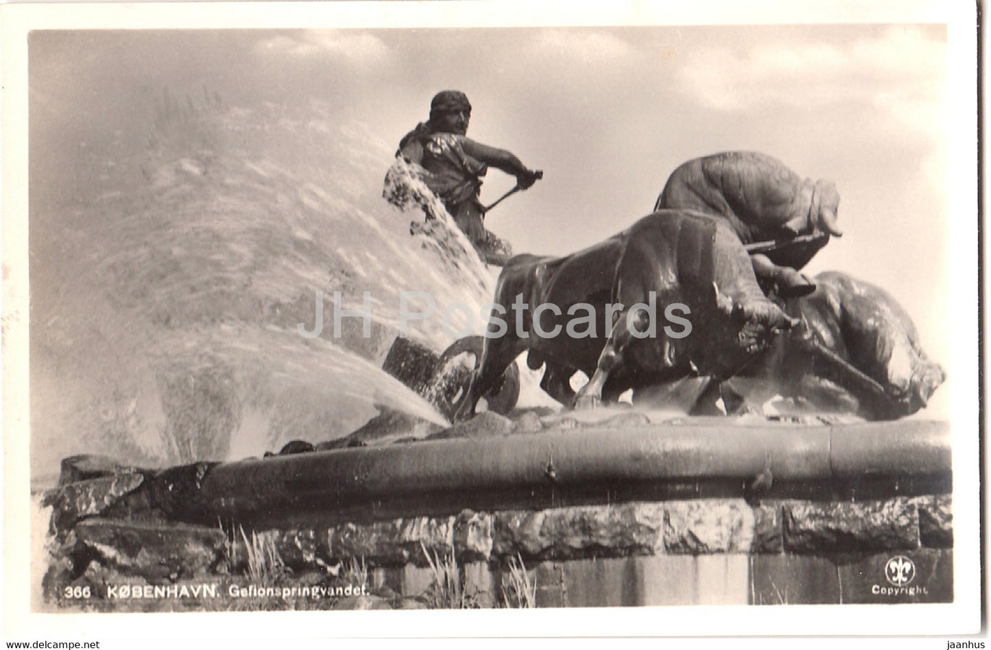 Copenhagen - Kobenhavn - Gefionspringvandet - Gefion Fountain - 366 - old postcard - Denmark - unused - JH Postcards