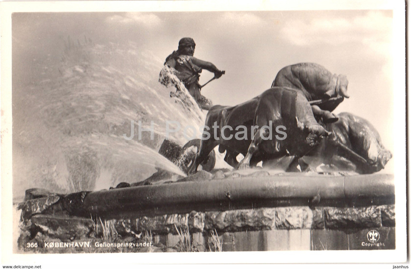 Copenhagen - Kobenhavn - Gefionspringvandet - Gefion Fountain - 366 - old postcard - Denmark - unused - JH Postcards