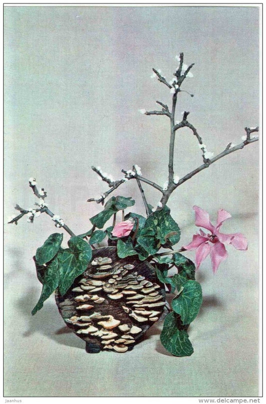 branches - flowers - ikebana - composition - Winter Motives - 1976 - Russia USSR - unused - JH Postcards