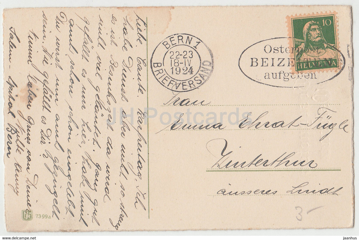 Carte de vœux de Pâques - Gesegnete Ostern - fleurs - narcisse - BR 7399 - carte postale ancienne - 1924 - Allemagne - utilisé