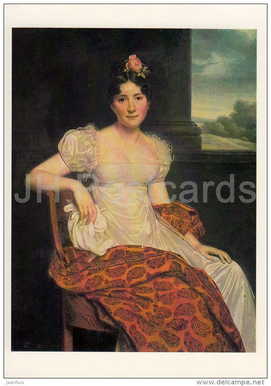 painting by Henri-Francois Riesener - Portrait of Josephina Fridrix , 1813 - French art - Russia USSR - 1983 - unused - JH Postcards