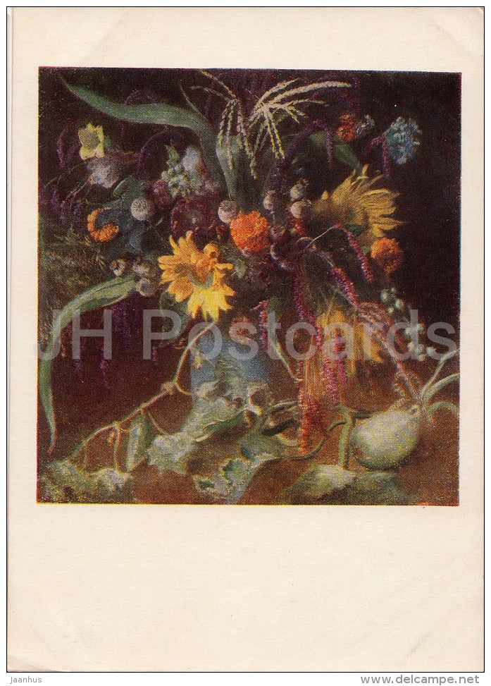 painting by V. Makovsky - Flowers - vase - Russian art - 1954 - Russia USSR - unused - JH Postcards