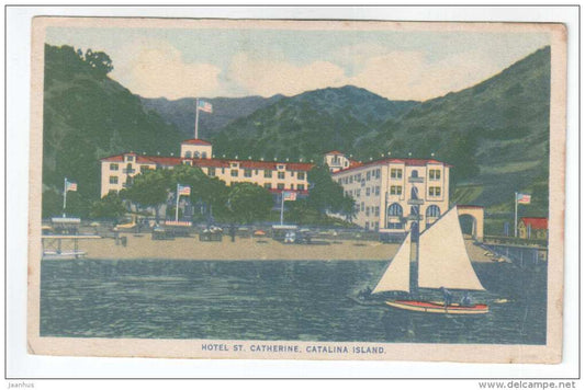Hotel St. Catherine , Catalina Island , California - old postcard - sailing boat - from USA to Estonia 1932 - USA - used - JH Postcards