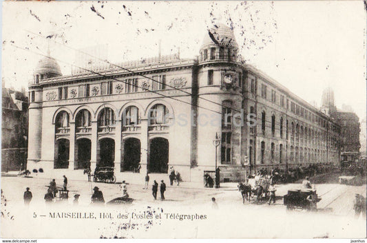 Marseille - Hot des Postes et Telegraphes - post office - telegraph - 5 - old postcard - 1908 - France - used - JH Postcards