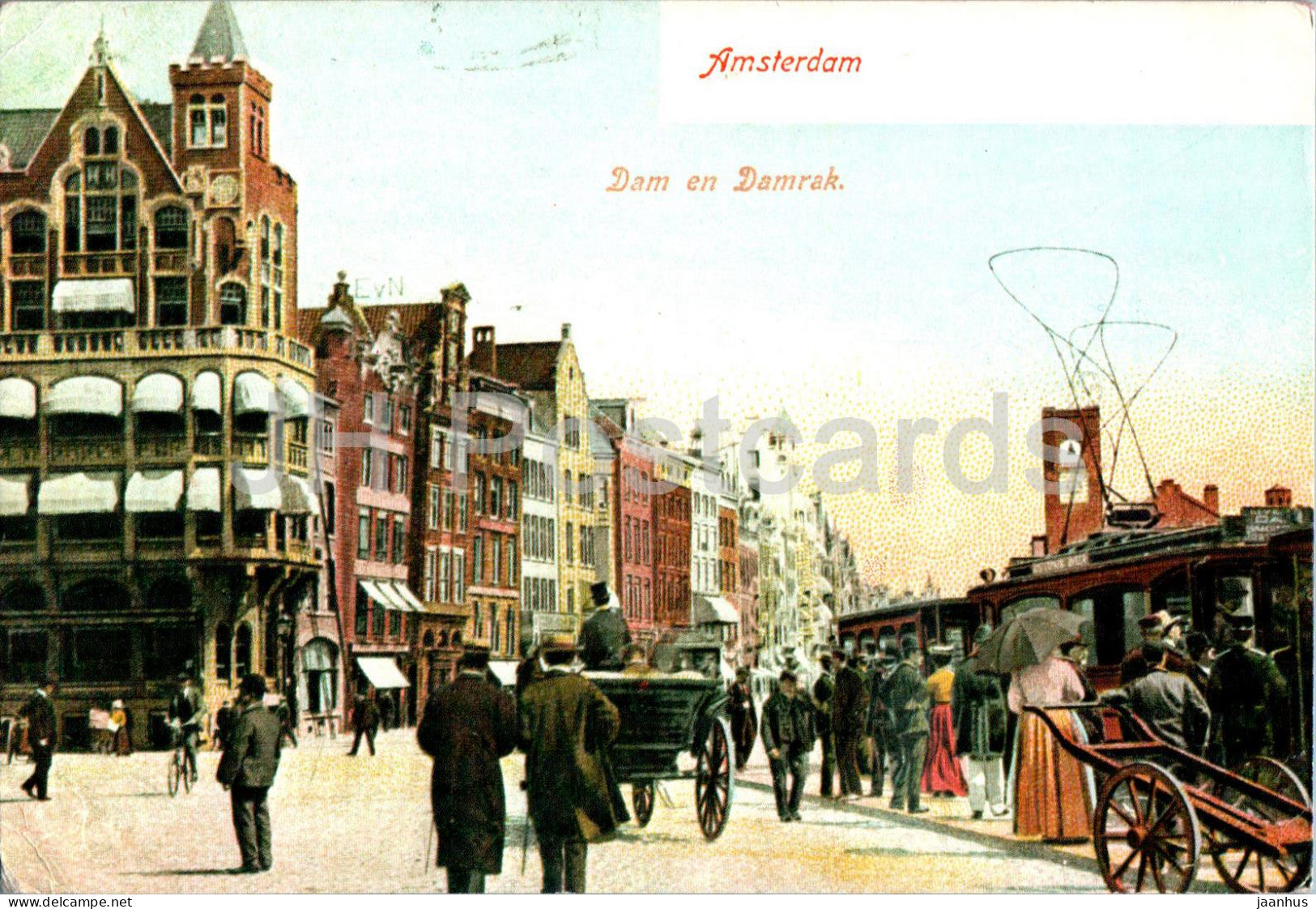 Amsterdam - Dam en Damrak - View of Amsterdam about 1900 - REPRODUCTION - 1982 - Netherlands - used - JH Postcards