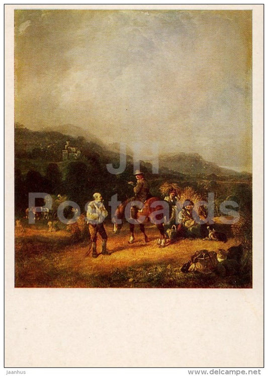 Painting by William Shayer the Elder - The Harvest Field - English art - Russian USSR - 1983 - used - JH Postcards