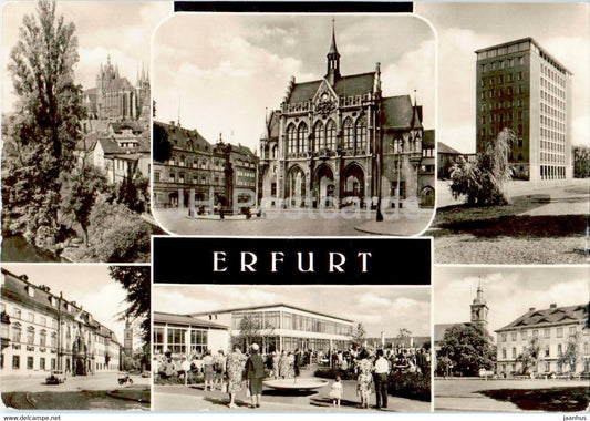 Erfurt - Dom und Severi - Rathaus - Regierungsstrasse - Karl Marx Platz - old postcard - 1969 - Germany DDR - used - JH Postcards