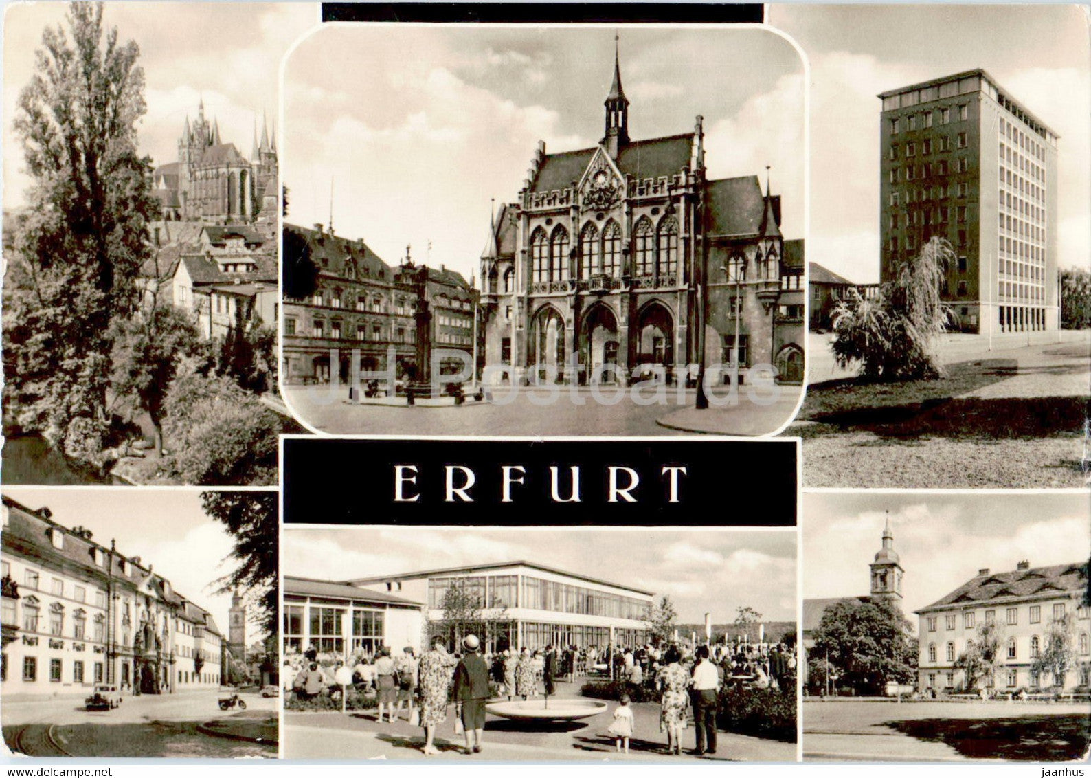 Erfurt - Dom und Severi - Rathaus - Regierungsstrasse - Karl Marx Platz - old postcard - 1969 - Germany DDR - used - JH Postcards