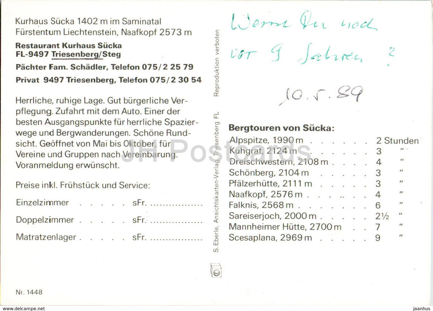 Triesenberg - Restaurant Kurhaus Sucka - Liechtenstein - used