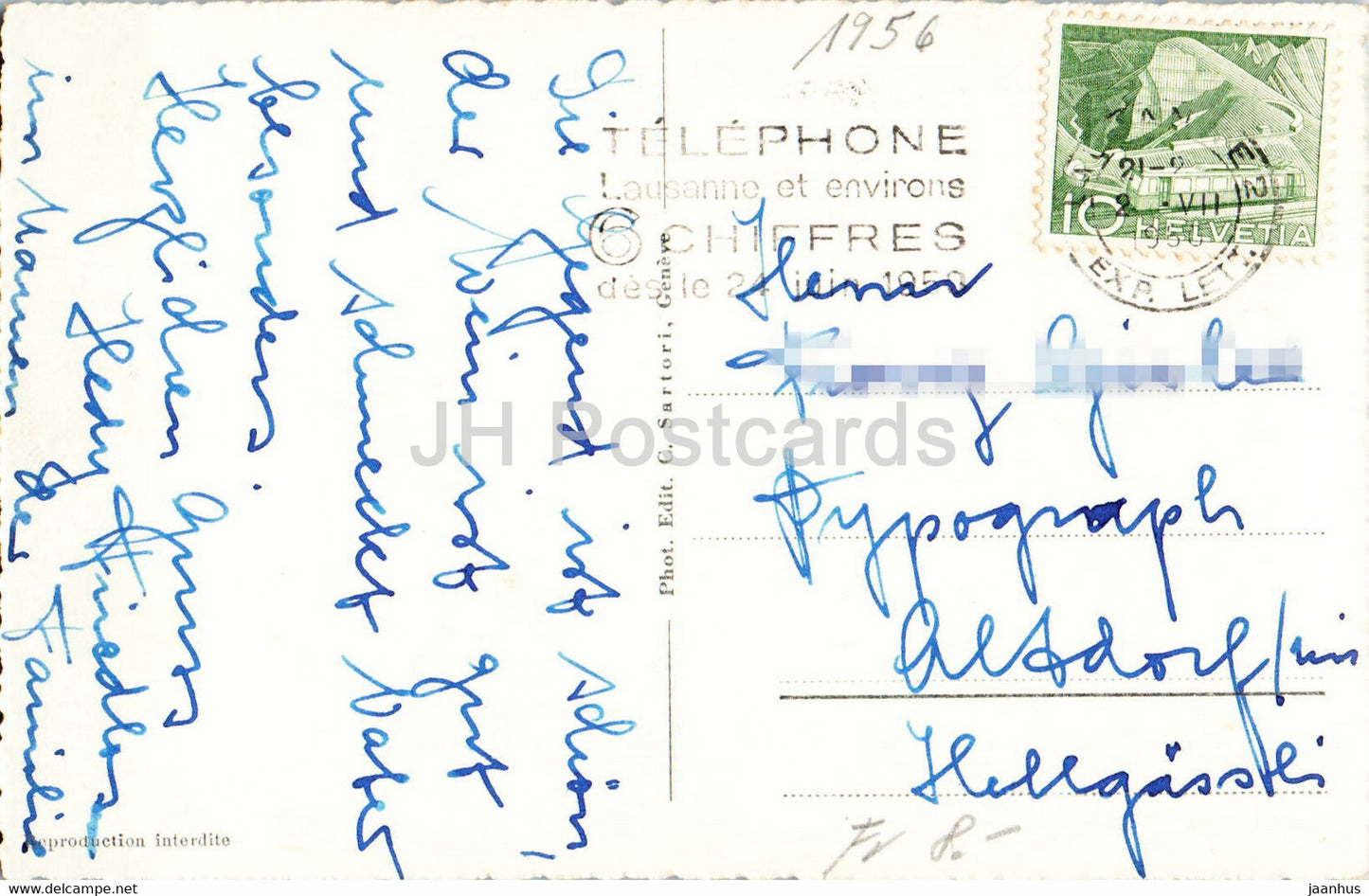 Ouchy - Vue aerienne - vue aérienne - 460 - 1956 - carte postale ancienne - Suisse - occasion