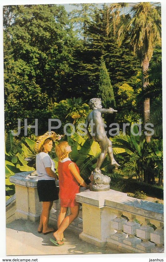 Sochi - Dendrarium - A Shepherd Playing a Pipe sculpture - 1971 - Russia USSR - unused - JH Postcards