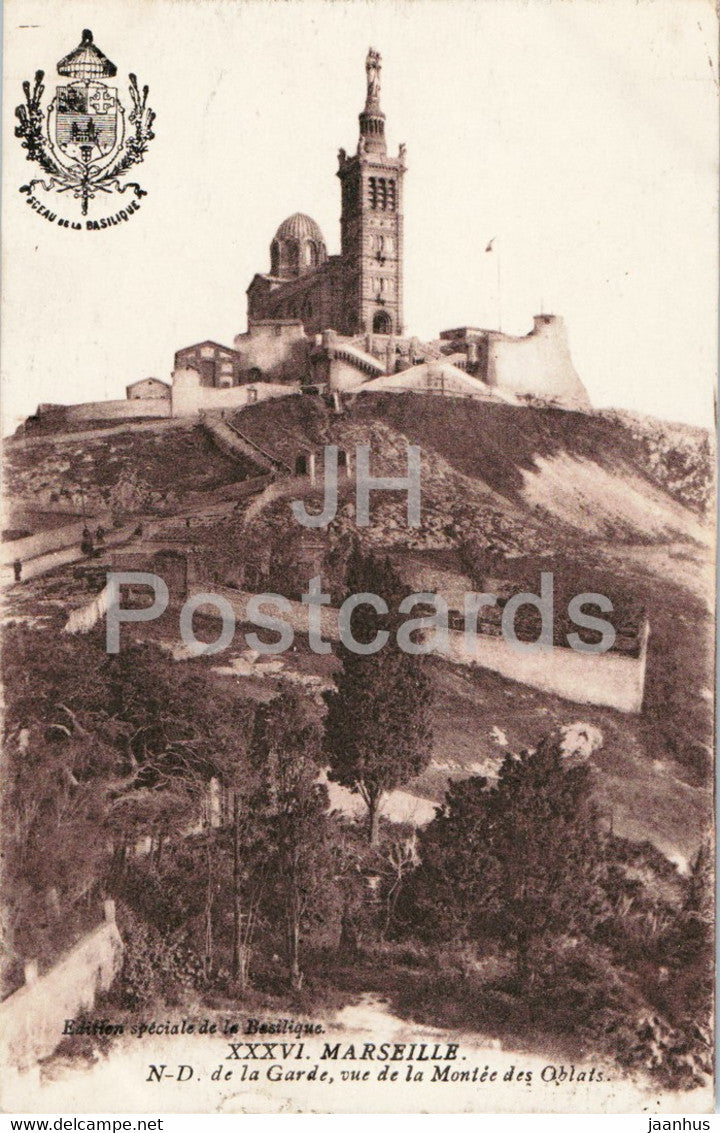 Marseille - N D de la Garde vue de la Montee des Oblats - old postcard - 1921 - France - used - JH Postcards