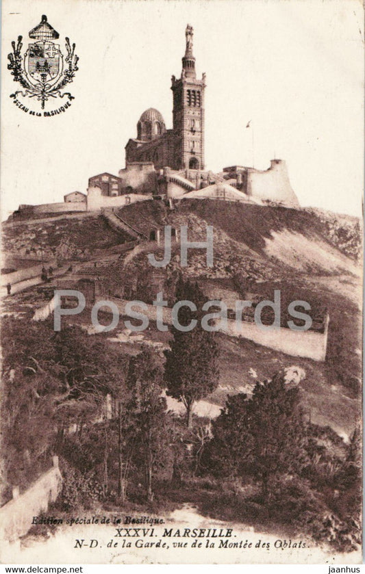 Marseille - N D de la Garde vue de la Montee des Oblats - old postcard - 1921 - France - used - JH Postcards