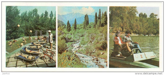 Kindergarten of Almaty Cotton Mill - mountains - pedalos - Almaty - Alma-Ata - 1980 - Kazakhstan USSR - unused - JH Postcards