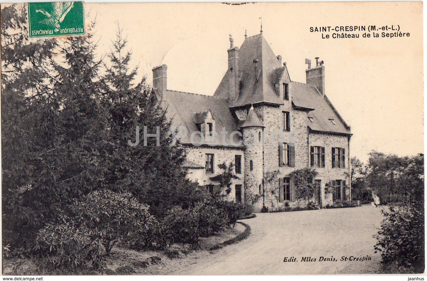 Saint Crespin - Le Chateau de la Septiere - castle - old postcard - France - used - JH Postcards