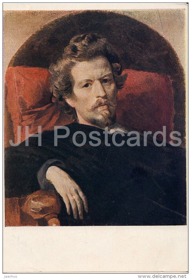 painting by K. Bryullov - Self-Portrait , 1848 - man - Russian art - 1951 - Russia USSR - unused - JH Postcards
