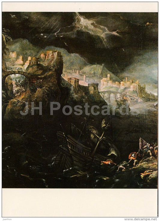 painting by Frederik van Valckenborch - St. Paul Shipwreck on Malta - German art - large format card - Czech - unused - JH Postcards