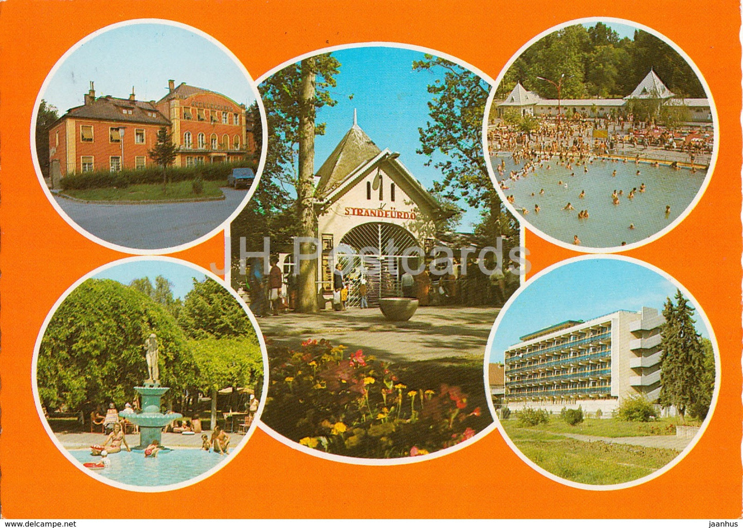 Harkanyfurdo - pool - hotel - architecture - multiview - 1983 - Hungary - used - JH Postcards