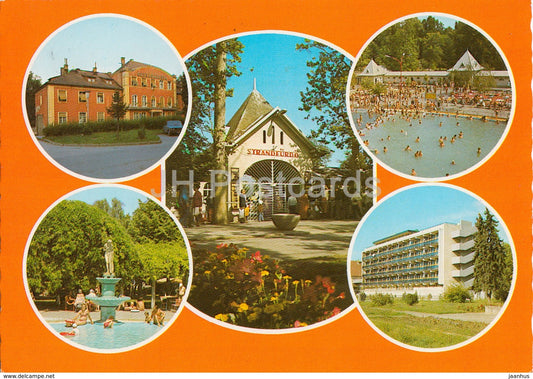 Harkanyfurdo - pool - hotel - architecture - multiview - 1983 - Hungary - used - JH Postcards