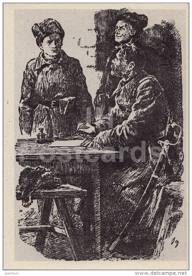 illustration to the Arkady Gaidar work School - sodiers - 1973 - Russia USSR - unused - JH Postcards