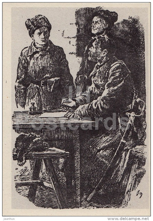 illustration to the Arkady Gaidar work School - sodiers - 1973 - Russia USSR - unused - JH Postcards