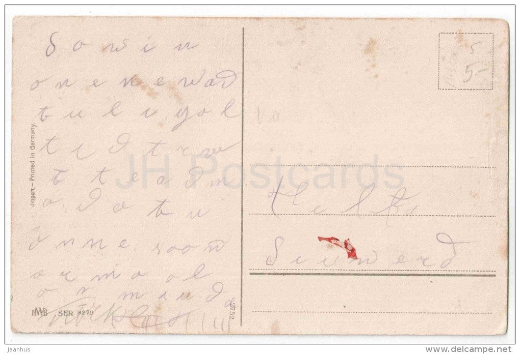 illustration - doves - hands - flowers - HWB SER 8279 - old postcard - circulated in Estonia - JH Postcards