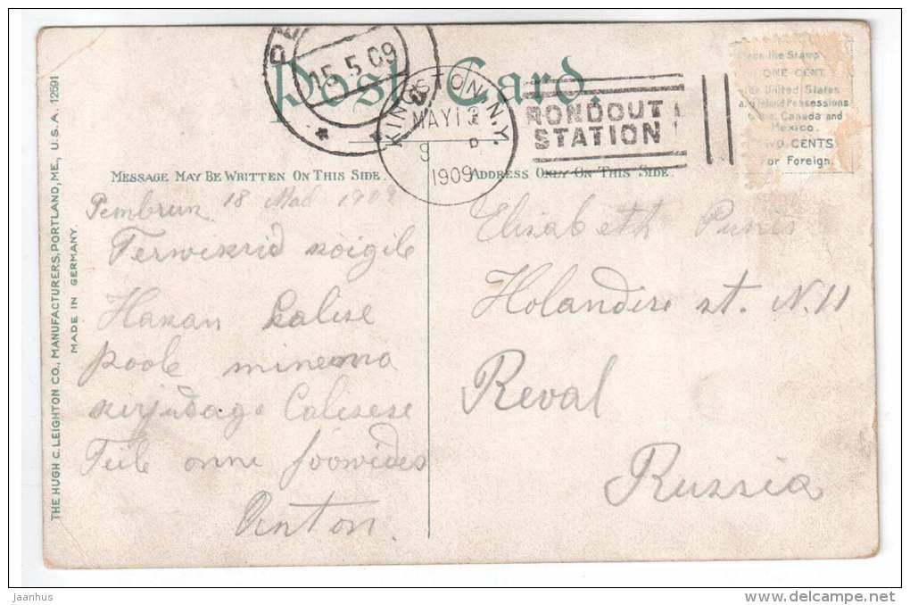 Glimpse of Chestnut Street , Rondout - Kingston NY - USA - old postcard - sent from USA to Tsarist Russia 1909 - used - JH Postcards