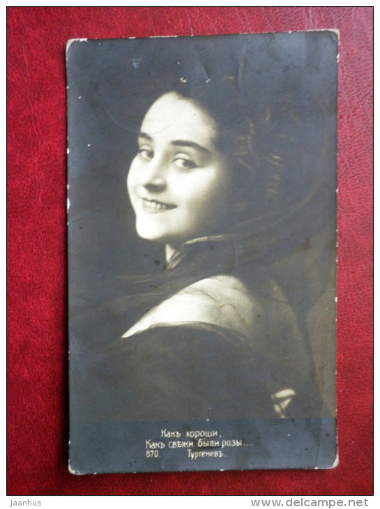 lady - poetry by Turgenev - 870 - circulated in Tsarist Russia 1914 , Hapsal , Kurland - used - JH Postcards
