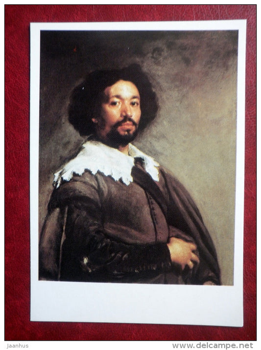 painting by Diego Velázquez - Portrait of Juan de Pareja - spanish art - unused - JH Postcards