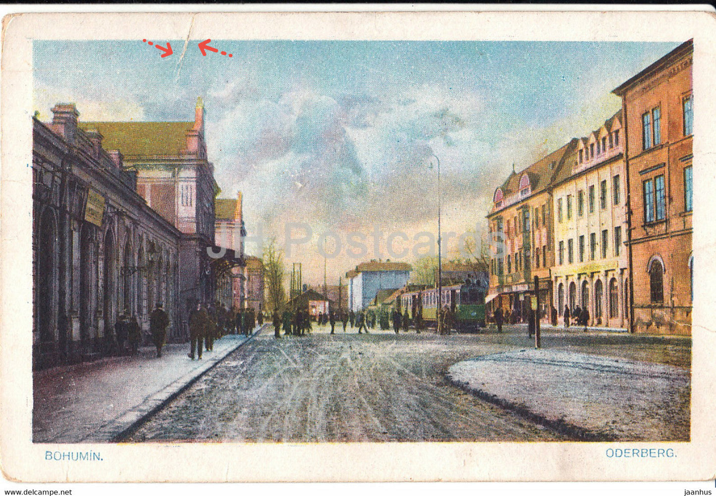 Bohumin - Oderberg - tram - old postcard - Czech Republic - Czechoslovakia - used - JH Postcards