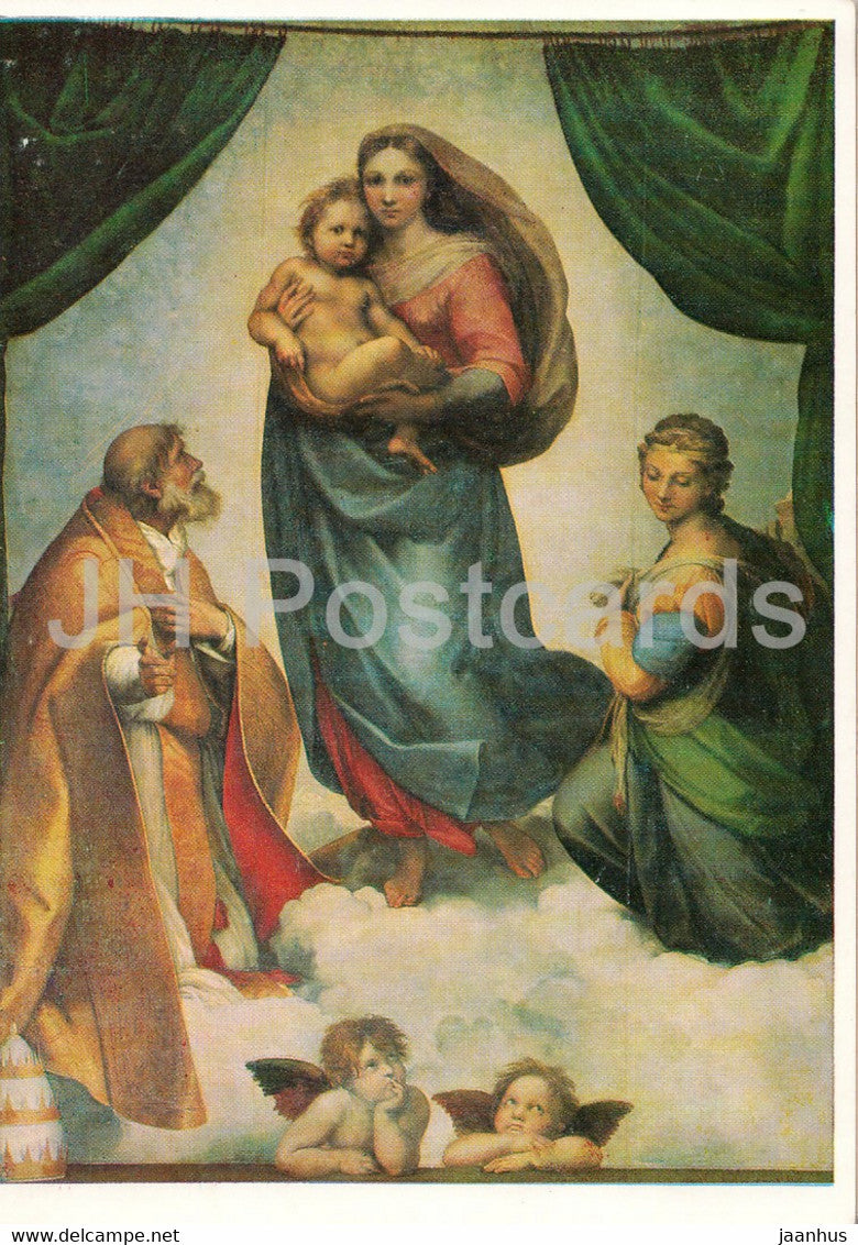 painting by Raffael - Sixtinische Madonna - Italian art - Germany DDR - unused - JH Postcards