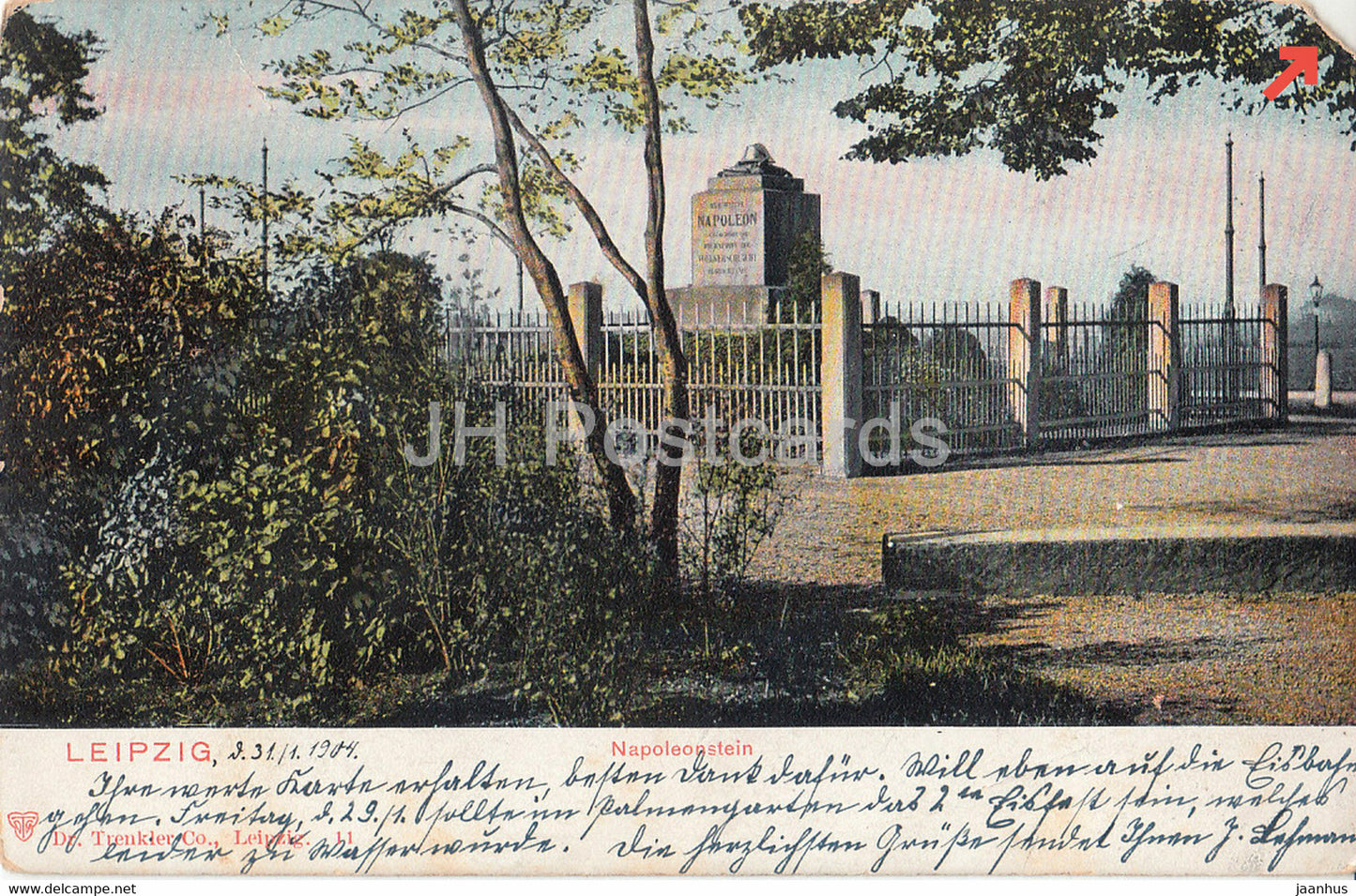 Leipzig - Napoleonstein - old postcard - 1904 - Germany - used - JH Postcards