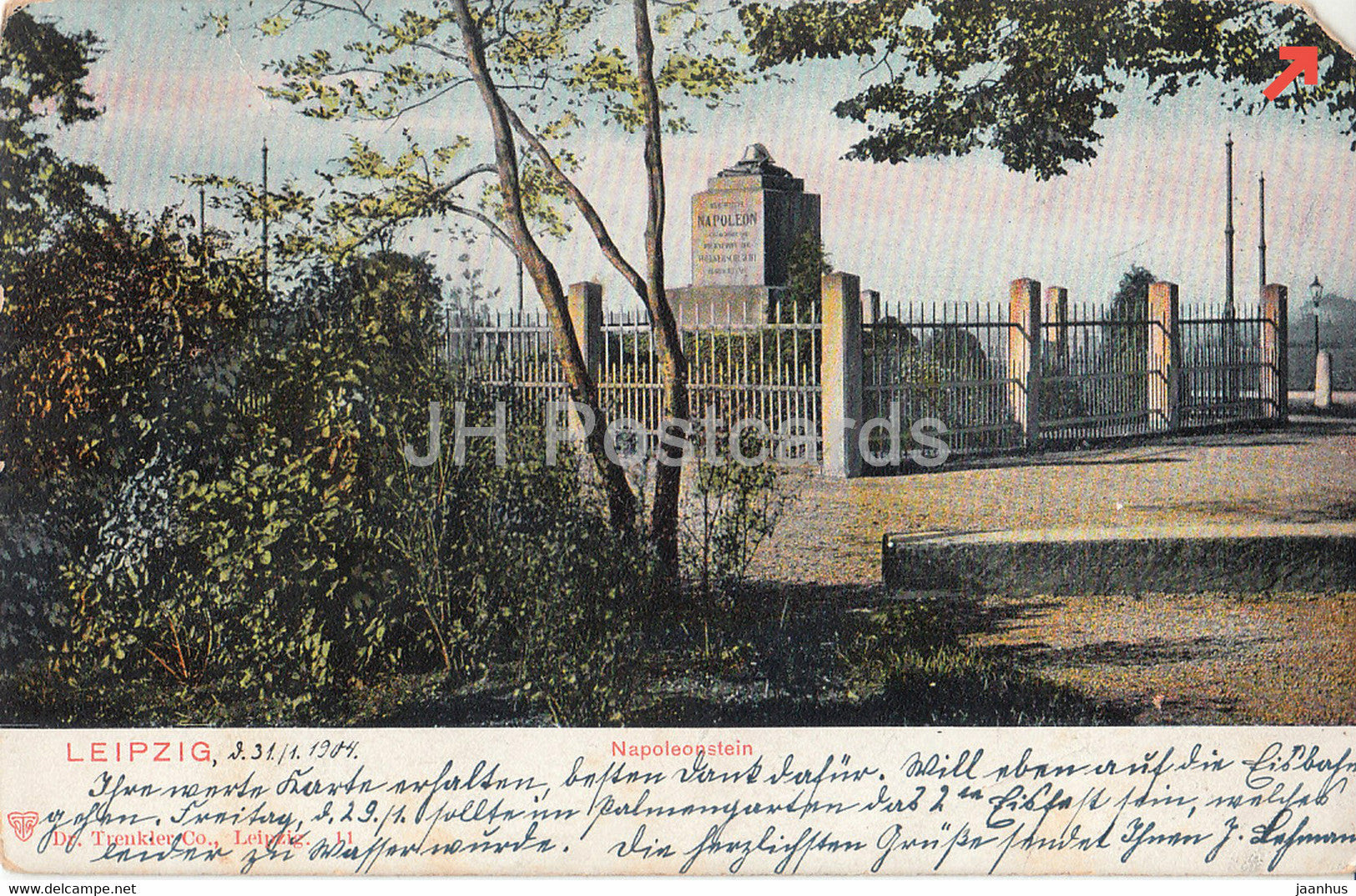 Leipzig - Napoleonstein - old postcard - 1904 - Germany - used - JH Postcards