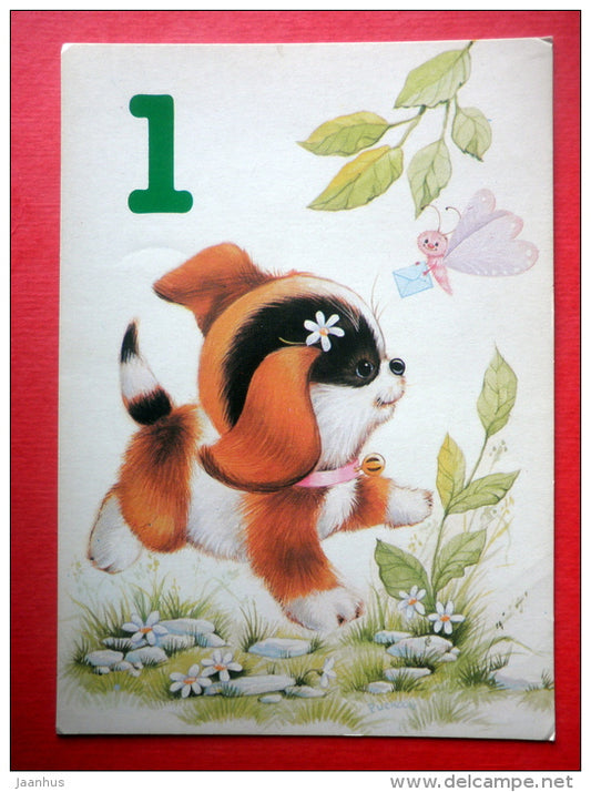 illustration - dog - poppy - 29-418-150 - Finland - circulated in Finland - JH Postcards